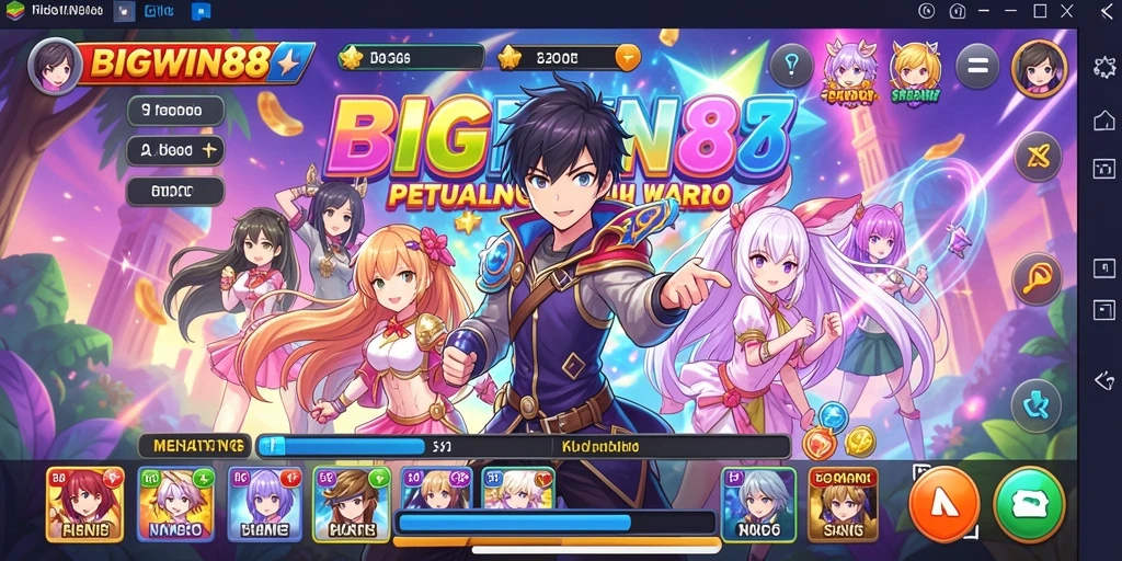 Screenshot BIGWIN88 menunjukkan karakter anime beraksi di medan perang.
