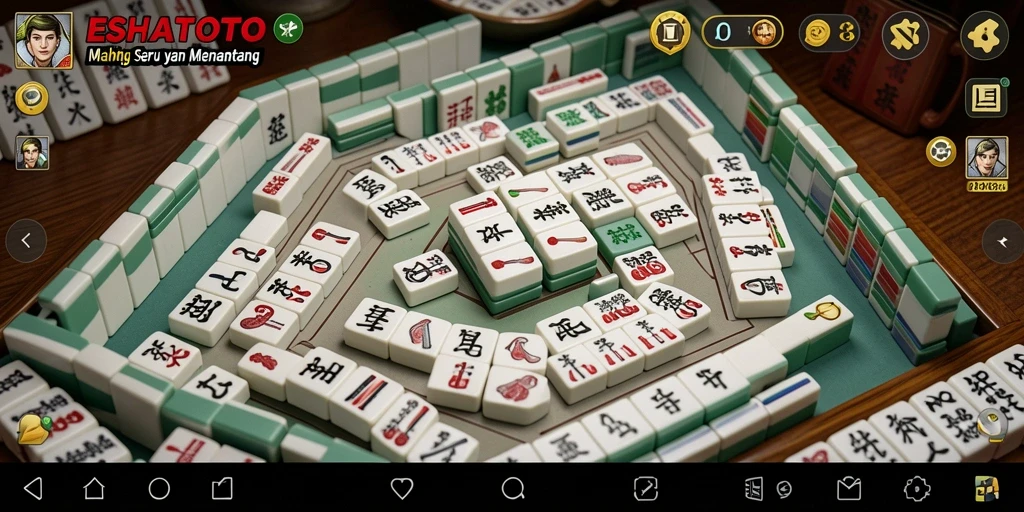 Screenshot gameplay ESHATOTO menunjukkan tantangan dan keseruan permainan Mahjong.