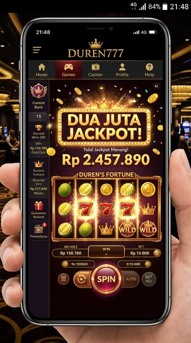 Tampilan aplikasi duren777 di perangkat Android.